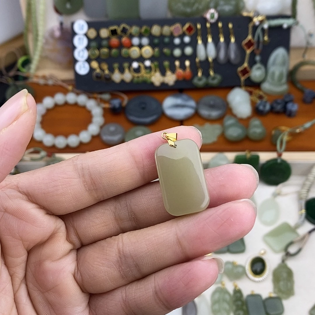 和田玉银S925镶嵌吊坠(不含链)
