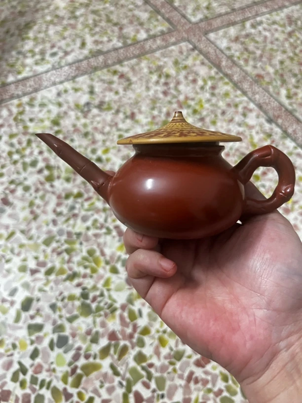 渔翁壶 容量约130 喜叔半手原矿朱泥手拉壶