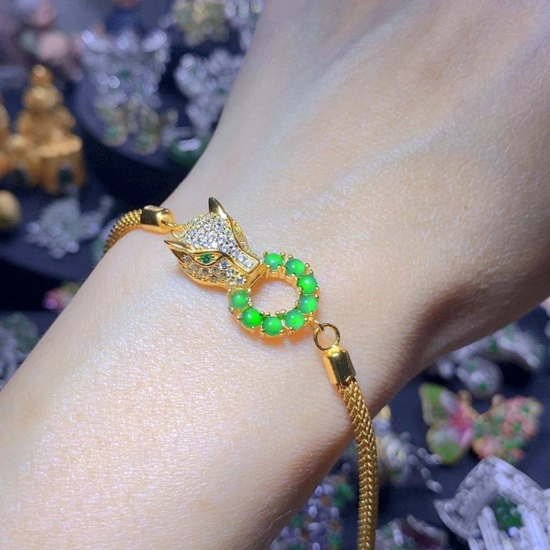 翡翠银S925镶嵌吊坠(不含链)天然翡翠