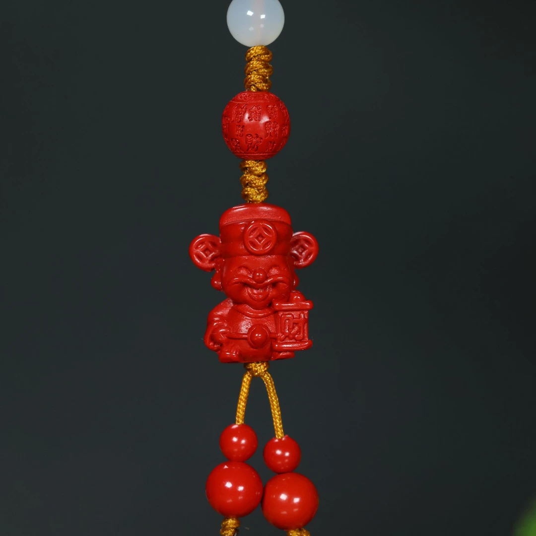 含辰砂工艺品含辰砂工艺品高含量朱砂财神手机挂