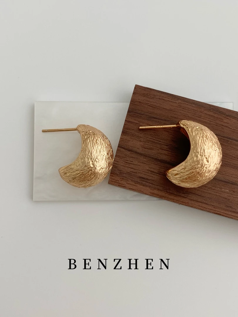 925银耳饰 本贞·925银耳饰3g|荔枝纹大金豆|复古高级气质款