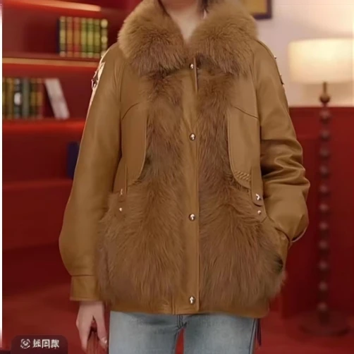 LL-爆款高级感时尚美拉德毛领女短款外套