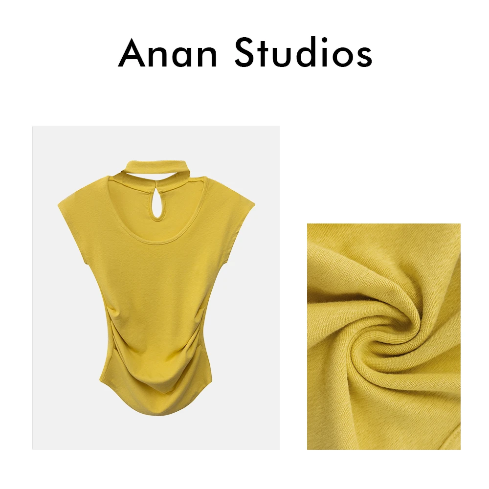 [no退no换]【镂空盘扣】新款纯欲挂脖U领露锁骨上衣★8170