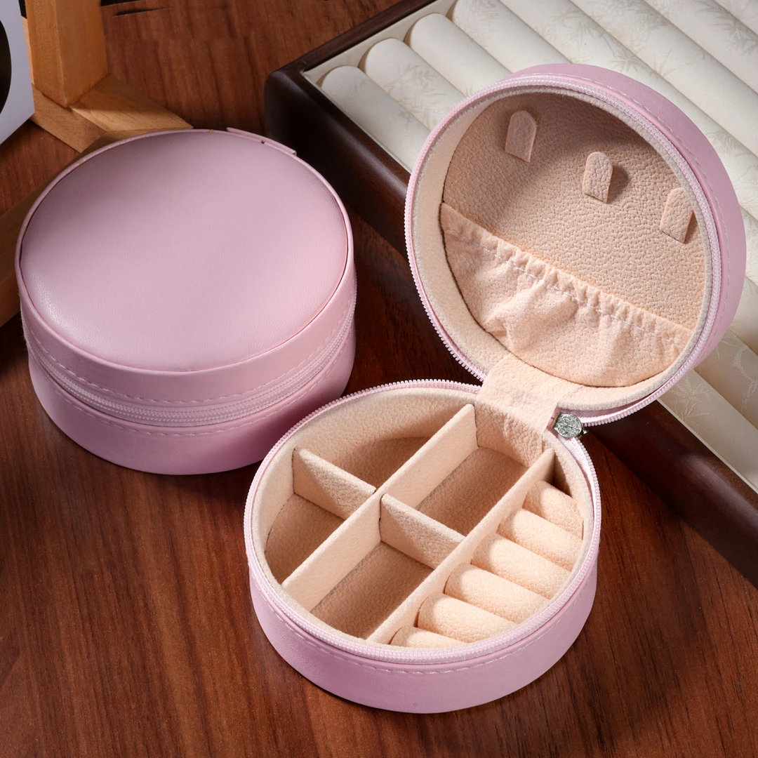 首饰盒/箱 147 福利 粉色圆形饰品多功能收纳盒