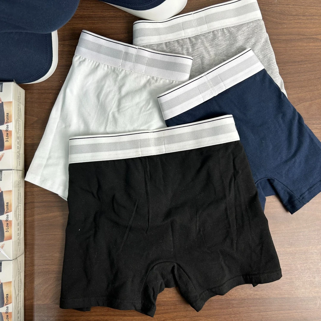 【白边款3条装】纯棉小字母男士内裤平角裤男士四角裤男生底裤