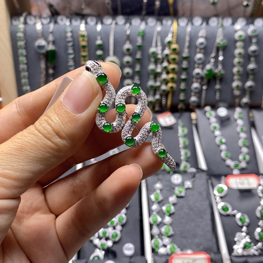 翡翠颈饰银S925镶嵌李*薇翡翠