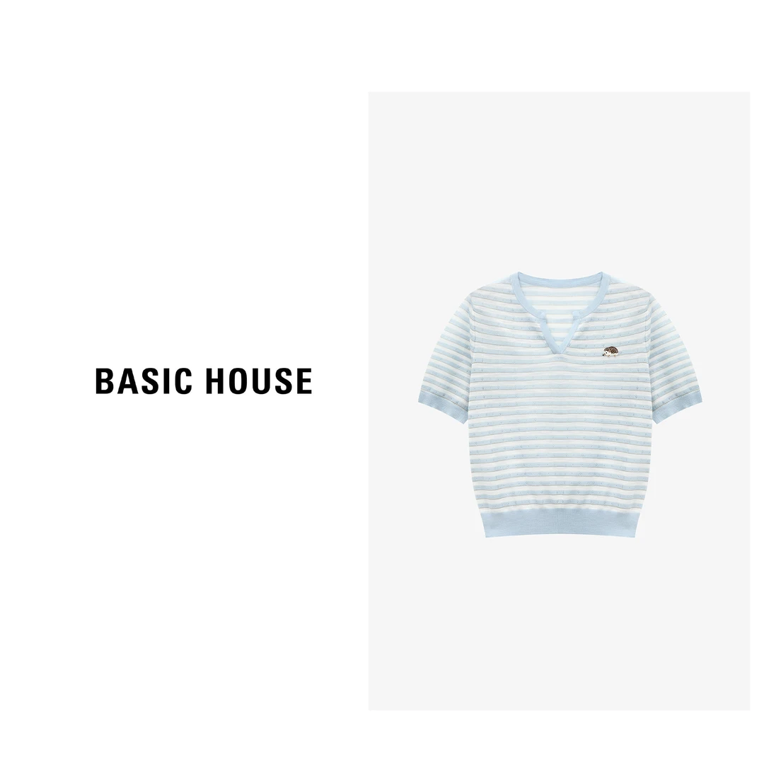 Basic House/百家好夏季休闲宽松百搭舒适时尚针织衫-B0625B5EON2