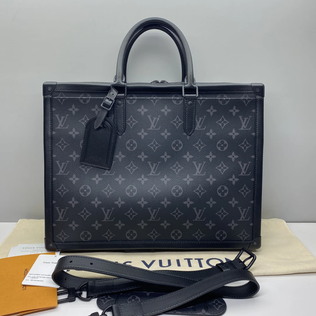99新 LV 黑色老花Soft trunk盒子箱子3464公文包手提包
