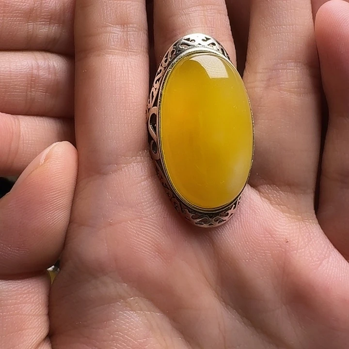 蜜蜡银S925镶嵌戒指戒指