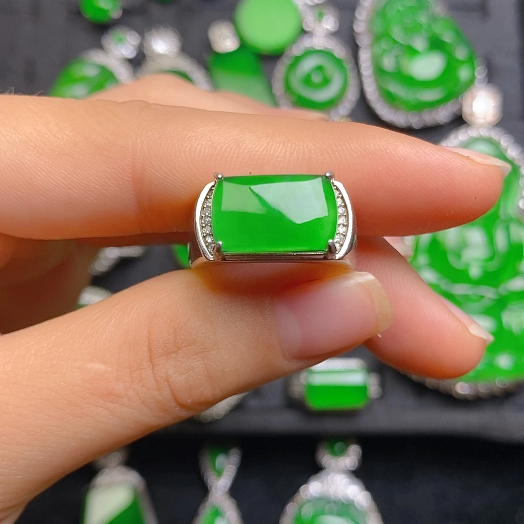 翡翠银S925镶嵌戒指