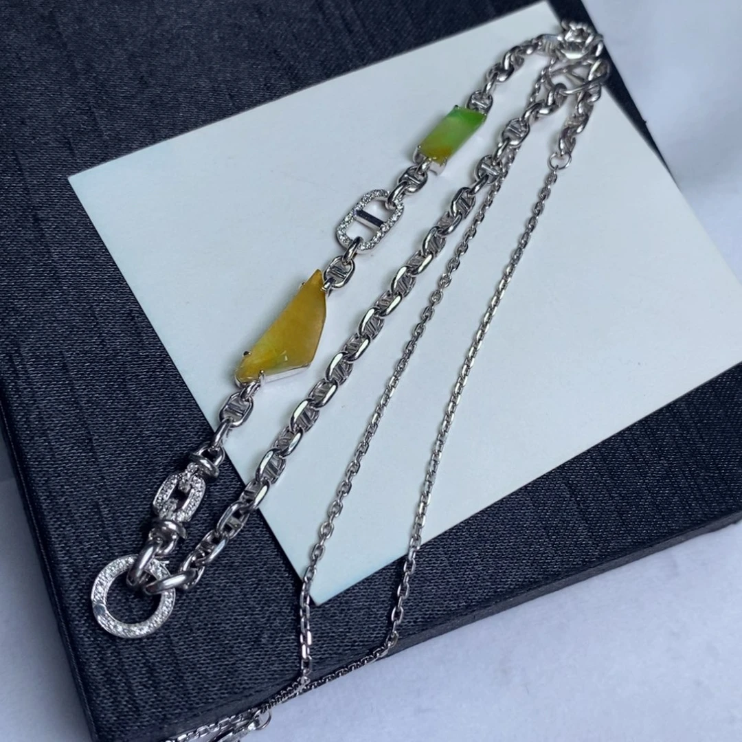 翡翠颈饰18K金镶嵌设计款百搭万能链