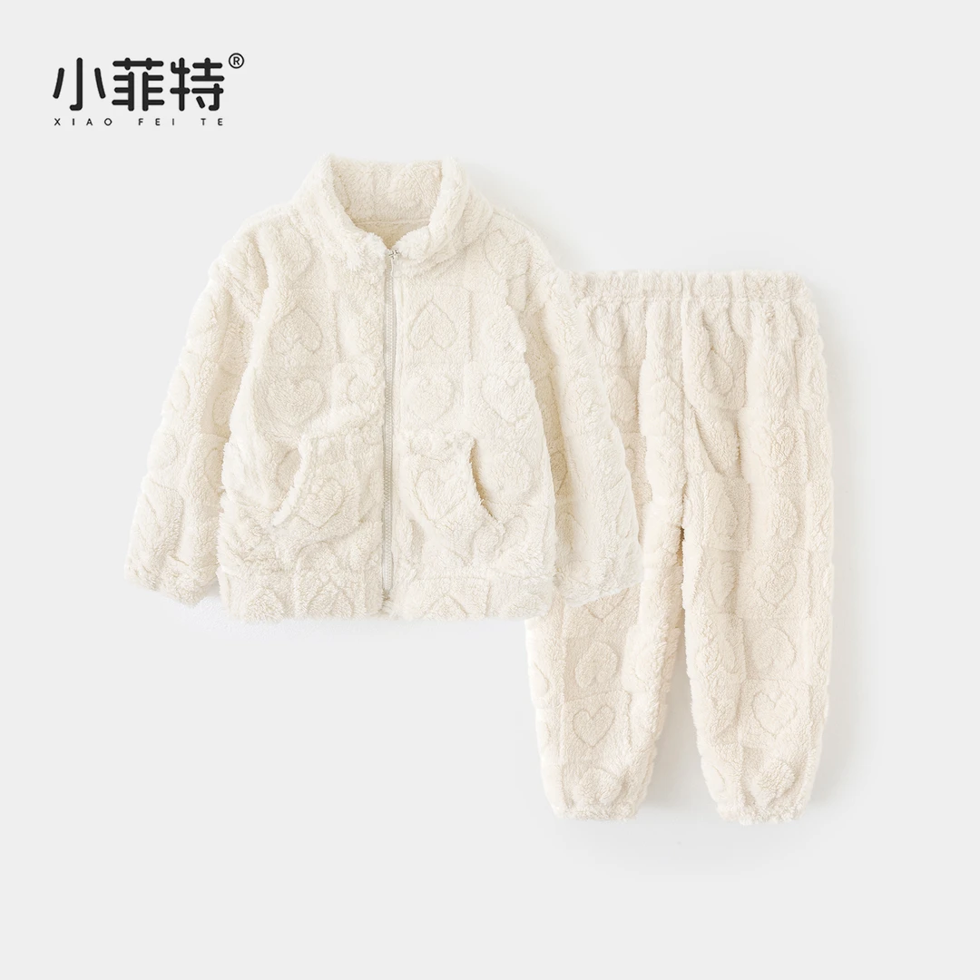 小菲特童装珊瑚绒睡衣女童冬季新款儿童保暖家居服套装SETD52353