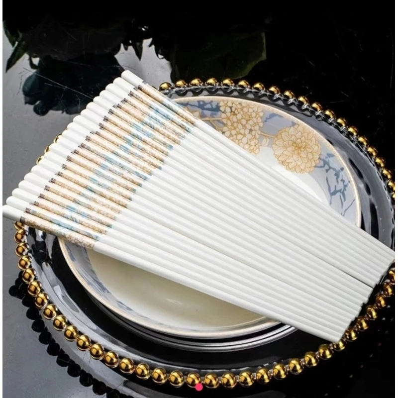 【陶瓷筷子10双】时光漫步花陶瓷筷子防滑易清洗陶瓷餐具【新疆包邮】