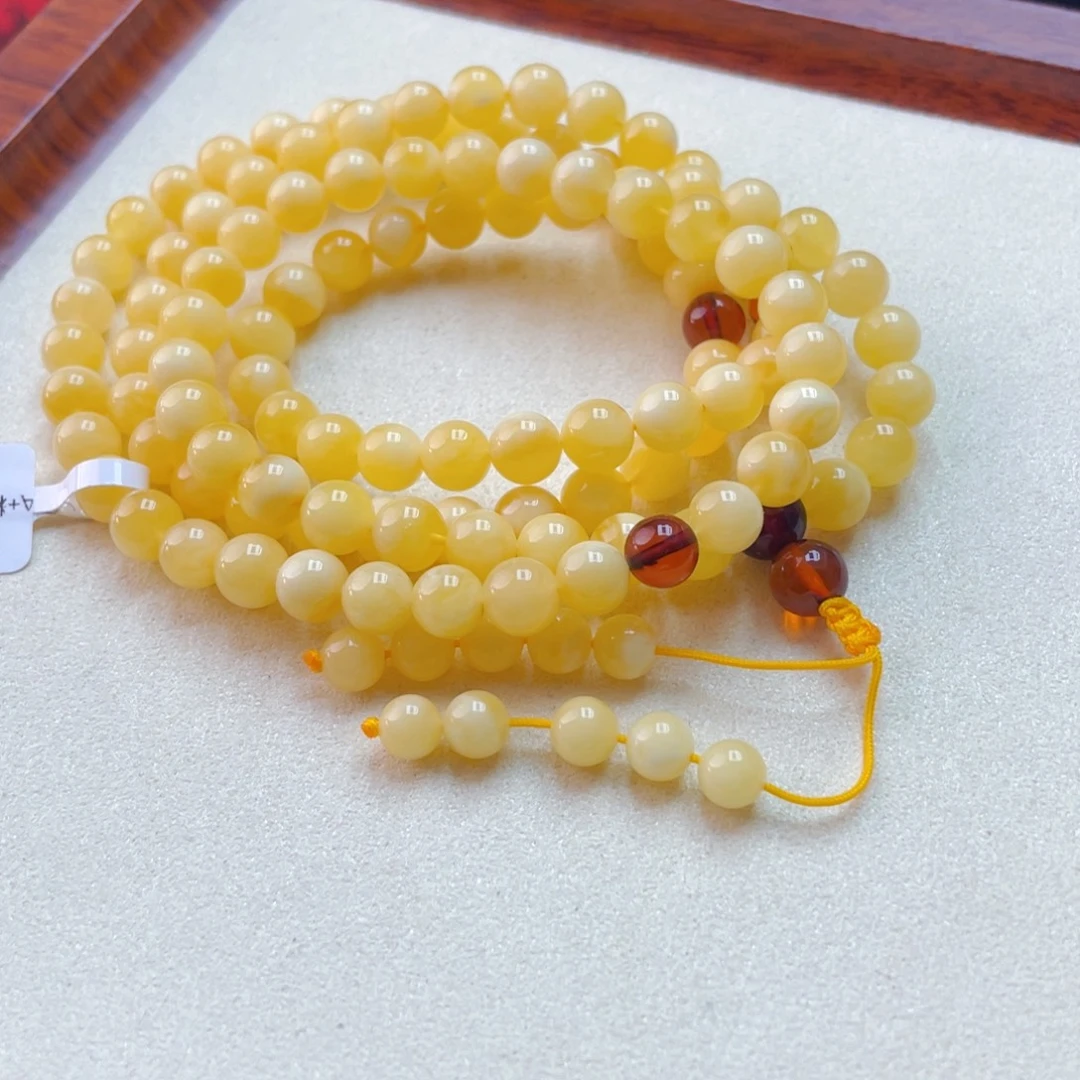 琥珀未镶嵌手链蜜蜡佛珠25克