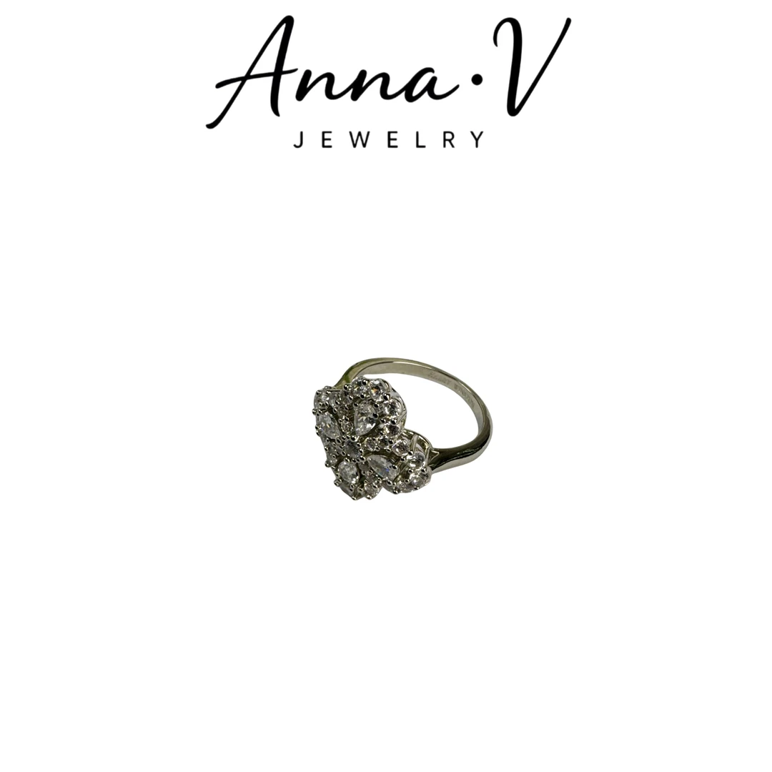 锌合金锆石戒指 AnnaV四叶草锆石镶嵌环戒R0603