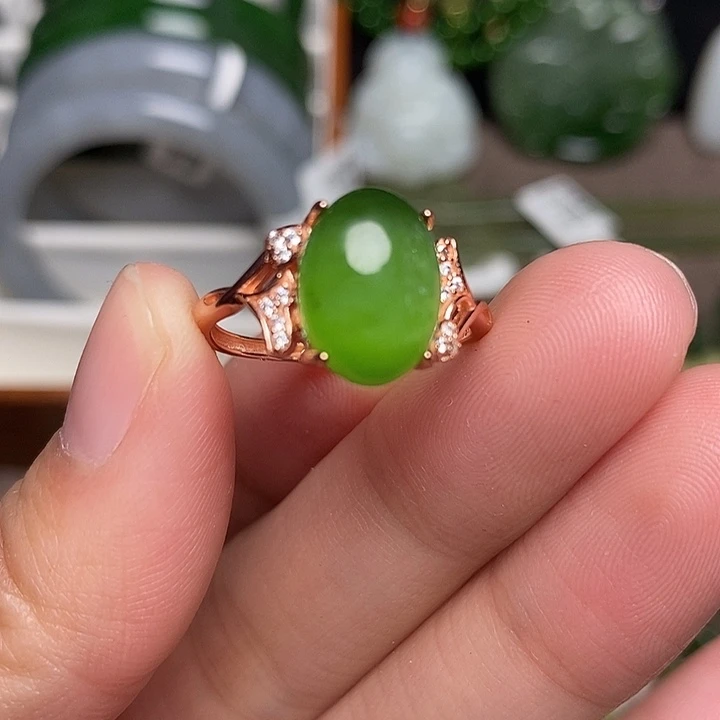 和田玉银S925镶嵌戒指