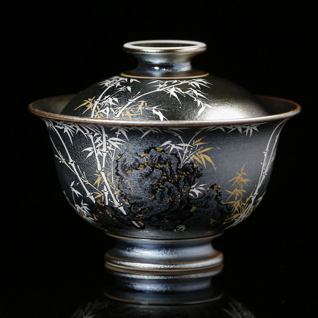 【求索专属】柴房名家手绘银竹窑宝盖碗 CF082