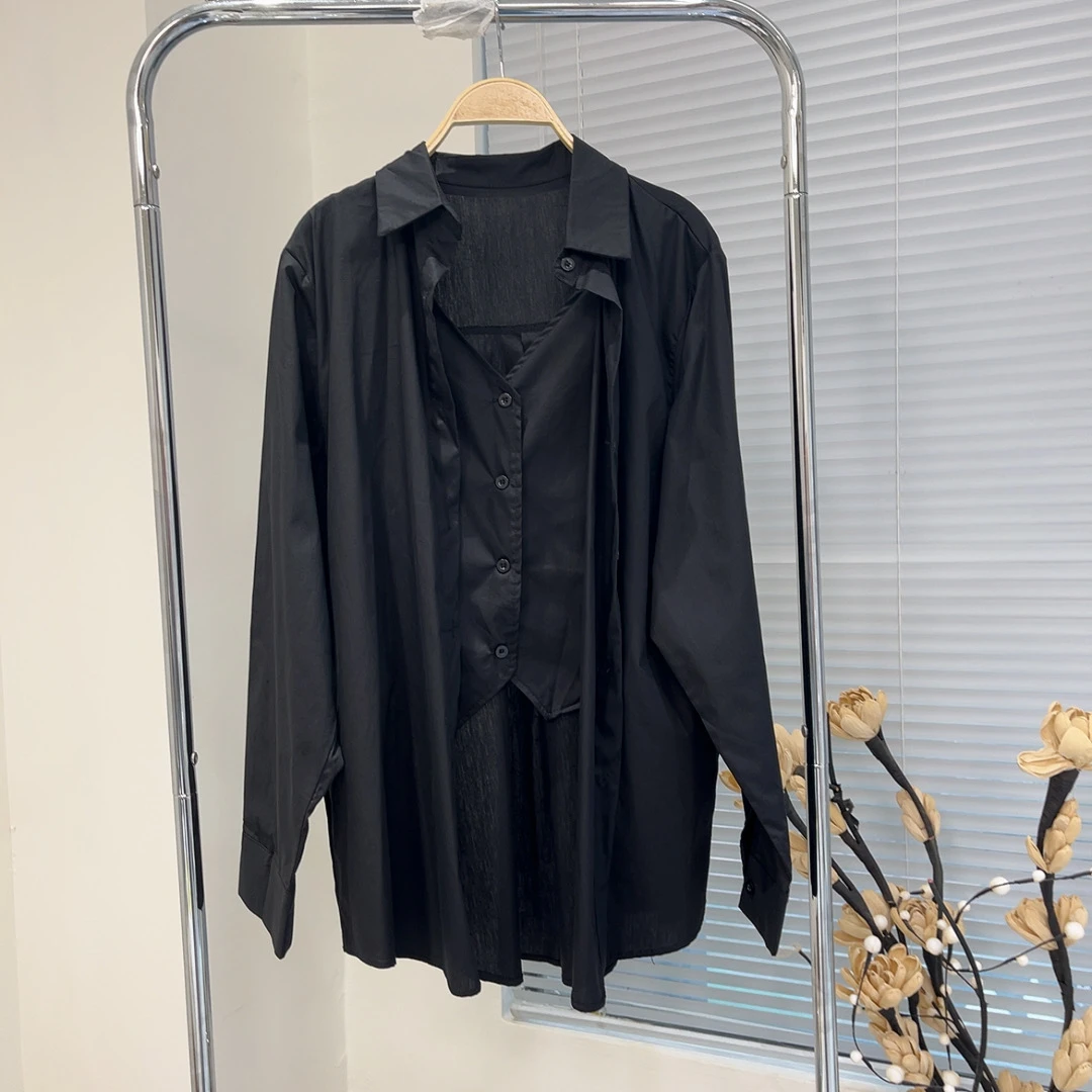 新款设计师高级感气质百搭显瘦假两件衬衫女250251