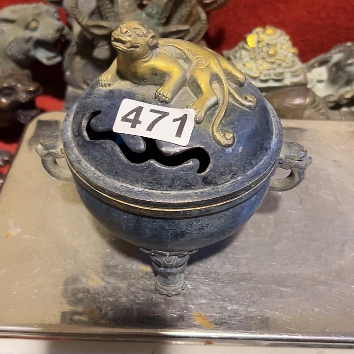 唐***）黄铜摆件，文房摆件