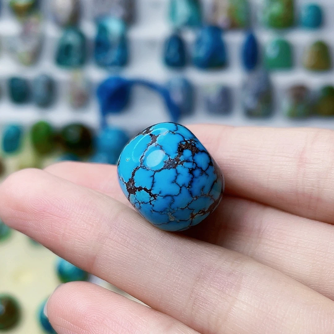 绿松石未镶嵌高瓷蓝花墩子