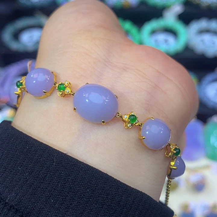 18K金镶嵌手链翡翠翡翠