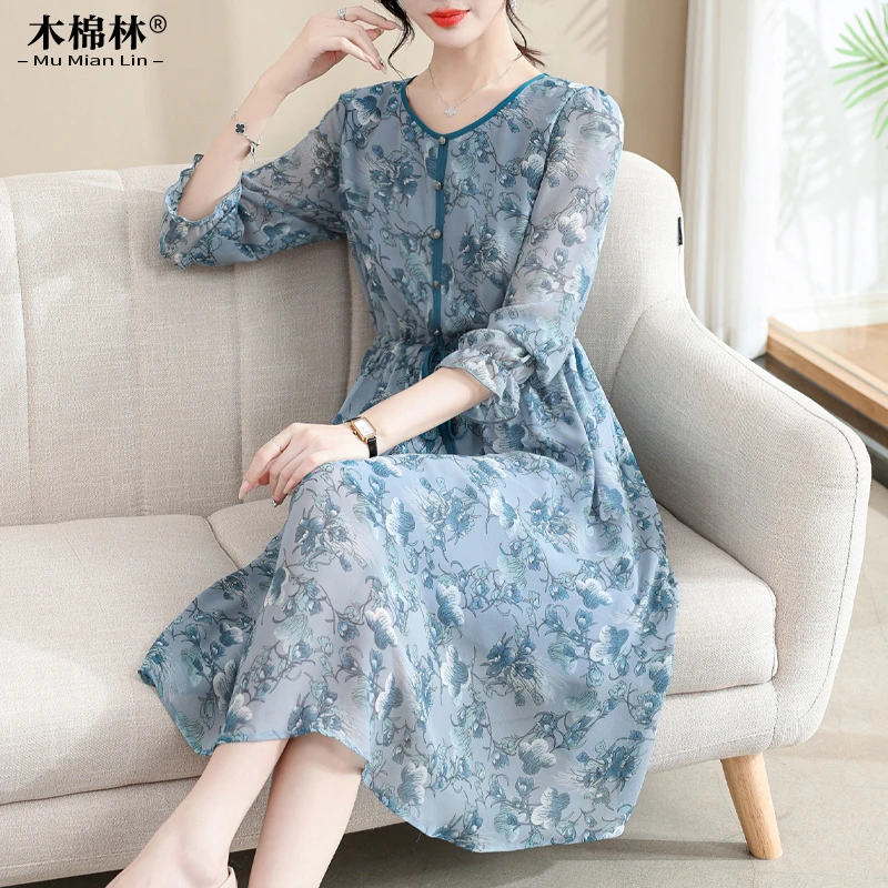 薇姐大码女装2025新款阔太太韩版气质收腰遮肚显瘦连衣裙230396