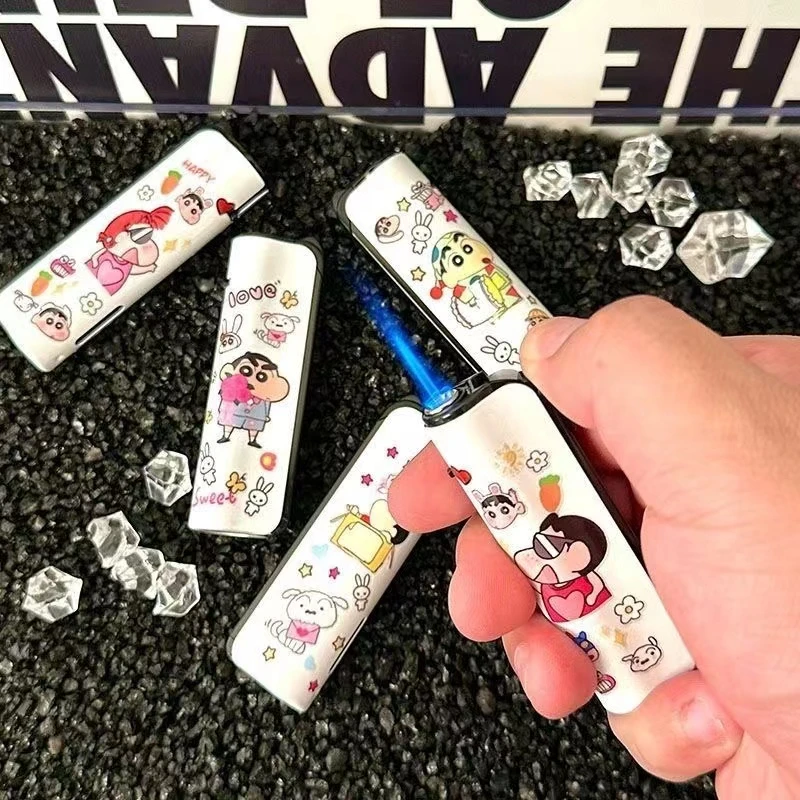 可爱卡通创意防风防爆蓝焰直冲可充气高颜值金属铁壳打火机礼品