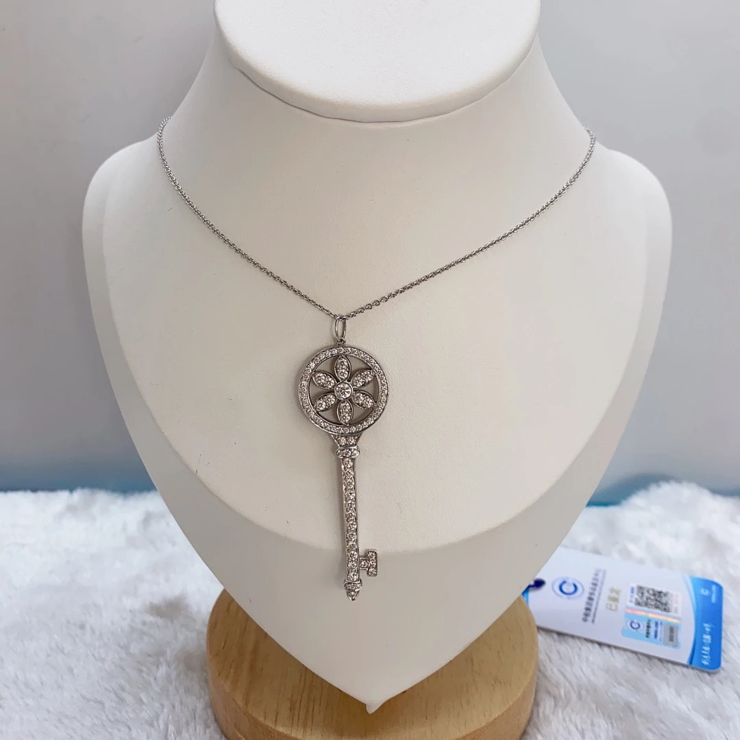 99新 Tiffany & Co./蒂芙尼 钥匙满钻铂金项链大号15463998