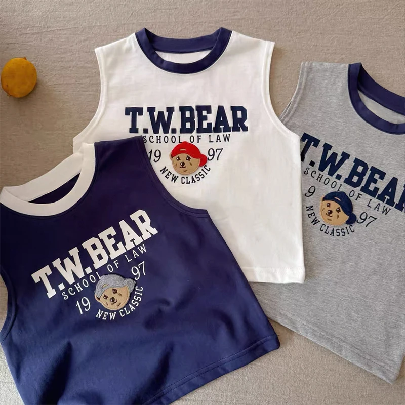 男童无袖T恤短袖夏装新款儿童夏季纯棉T恤男孩子百搭上衣韩版休闲