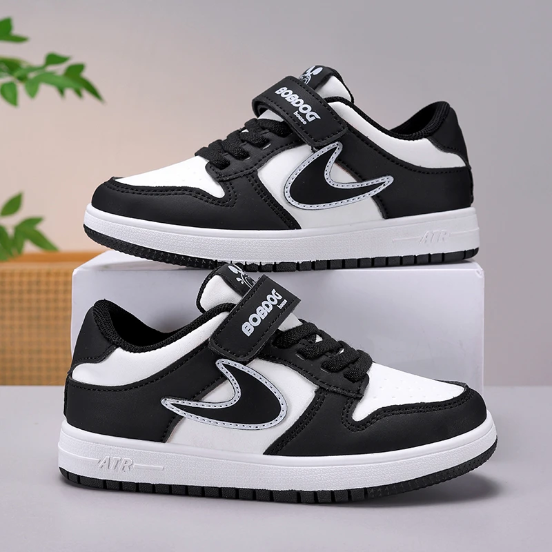 巴布豆男童透气皮面运动鞋软底耐磨儿童跑步鞋春夏时尚简约休闲鞋