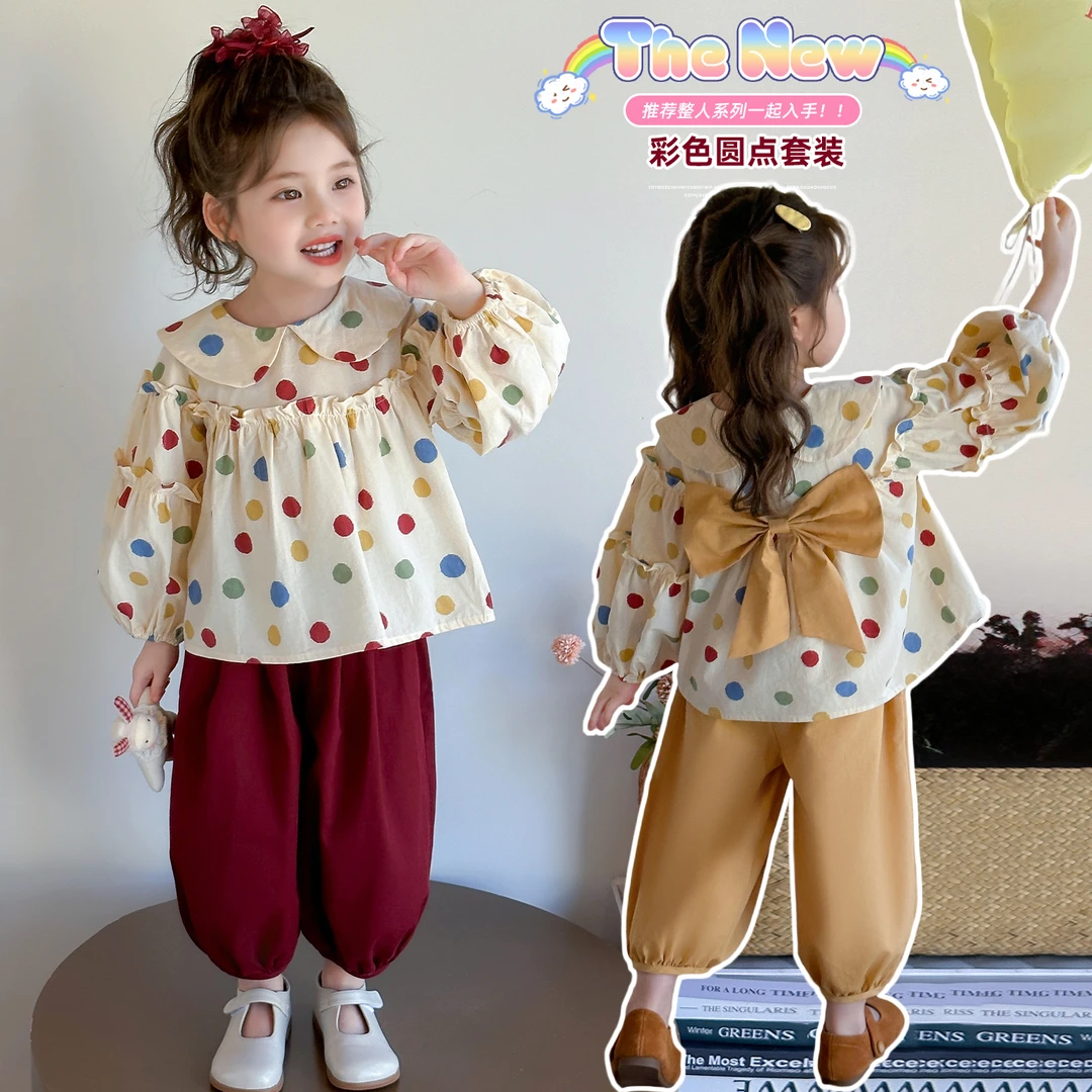 童装女童套装春秋季2025新款儿童洋气时髦衬衫宝宝秋季衣服两件套