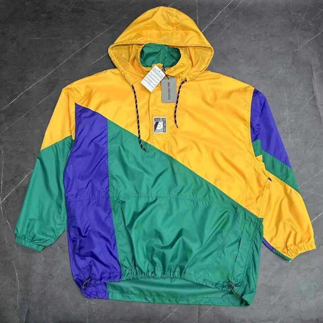 未使用 Balenciaga/巴黎世家 葡萄籽奢潮/黄绿拼接冲锋衣/46码