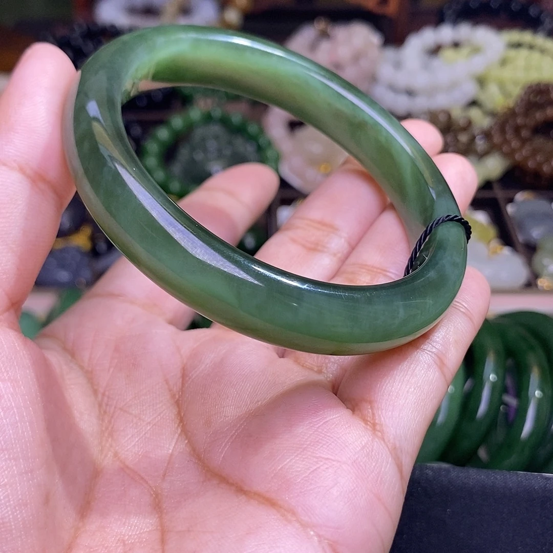 和田玉未镶嵌颈饰碧玉猫眼老料收藏毕业级手镯60圈