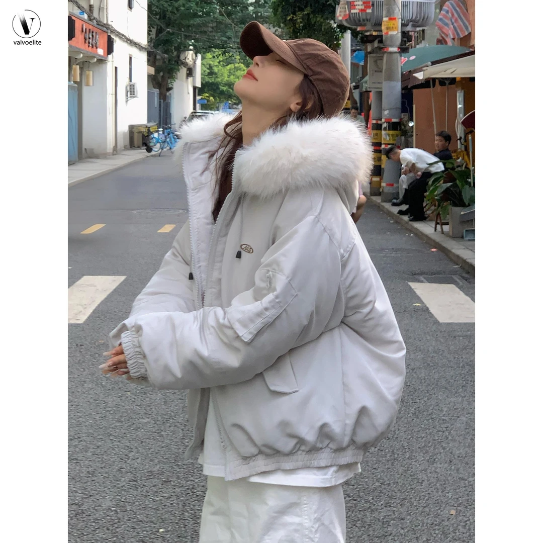 VALVOELITE女款冬季棉服外套新款小个子宽松加厚保暖派克服棉衣潮