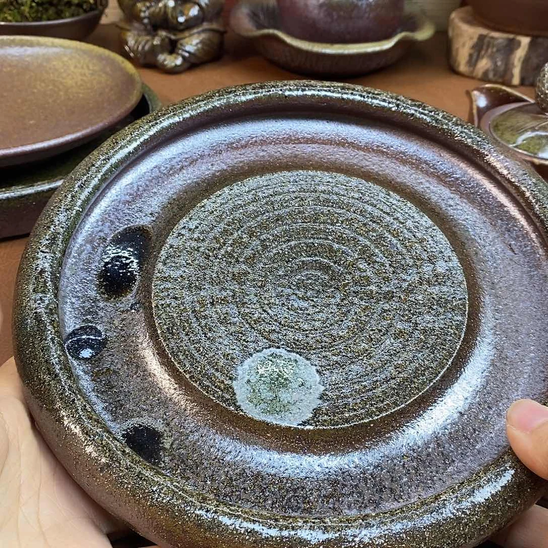 文***育壶柴烧粗陶壶承21cm