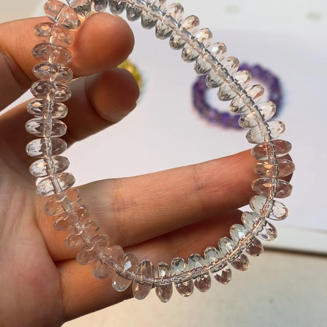 手串白水全净体 扁珠切割面