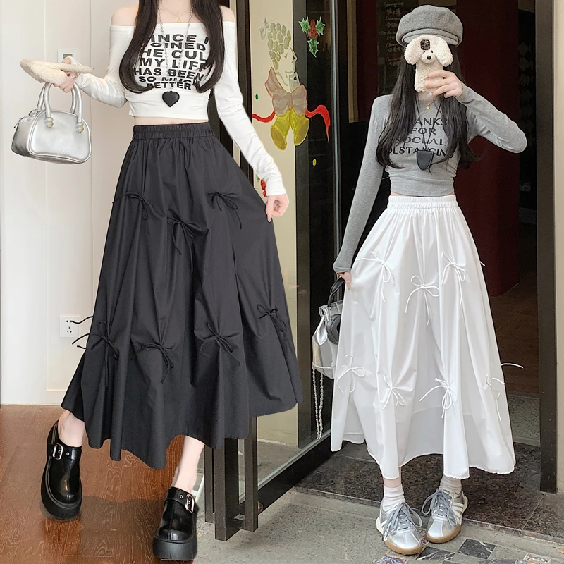 小个子白色半身裙女2025新款高腰显瘦百搭A字设计感气质小众伞裙