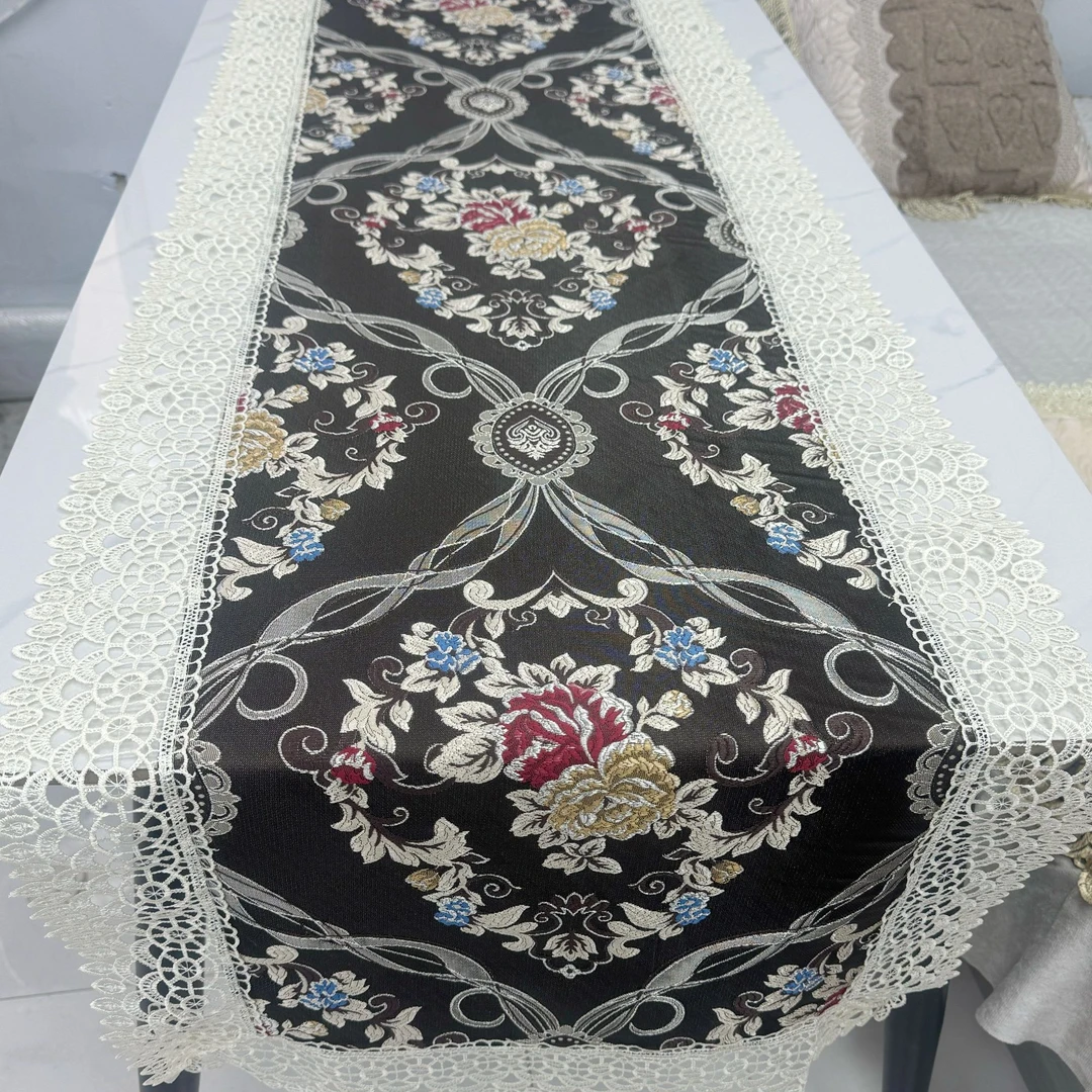 50*260含花边天丝贡缎雕花电视柜斗柜万能盖巾