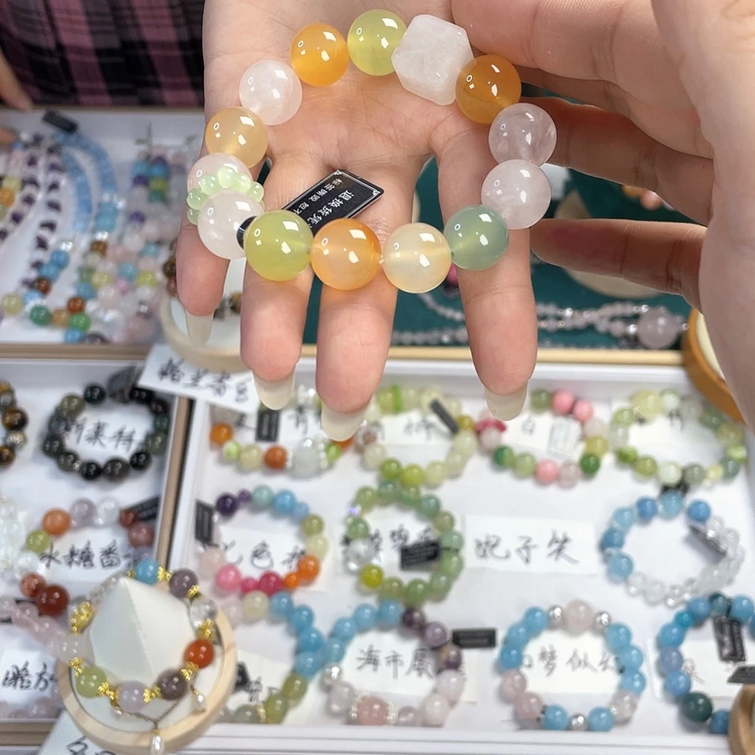 水晶手链银S925镀金镶嵌