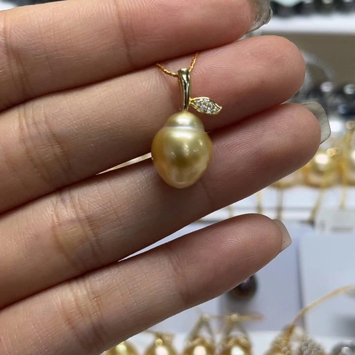 银S925镶嵌吊坠(不含链)海水珍珠10-11mm72号