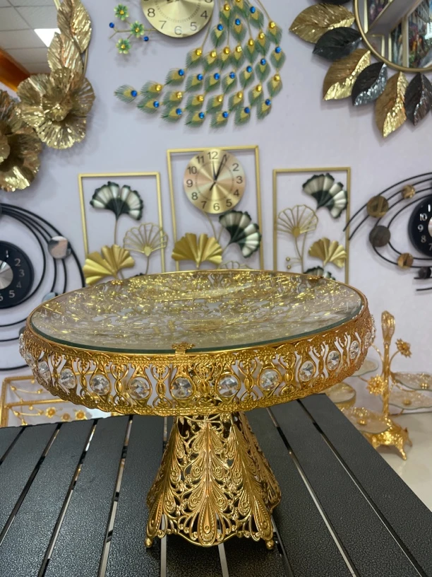 中亚风格金属水晶雅致玻璃果盘客厅家居摆件