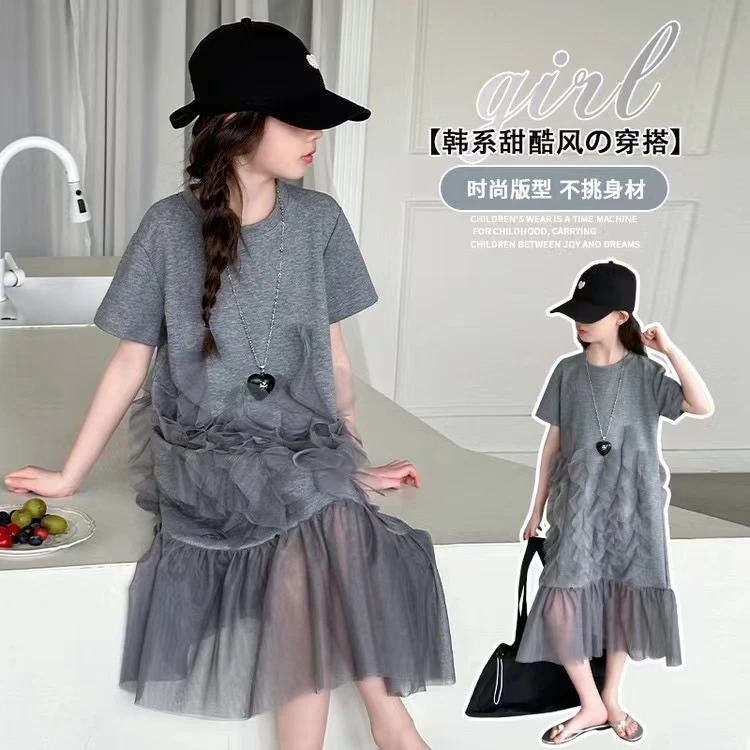 2025女童新款连衣裙时尚休闲中大童女孩潮款
