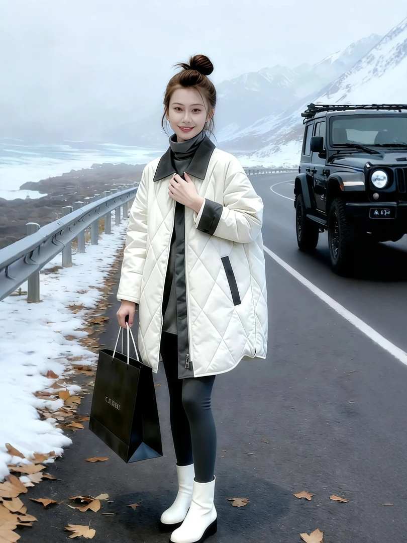 秋冬穿搭巨好看的中长款棉服外套女2025新款今年流行爆款加厚大衣