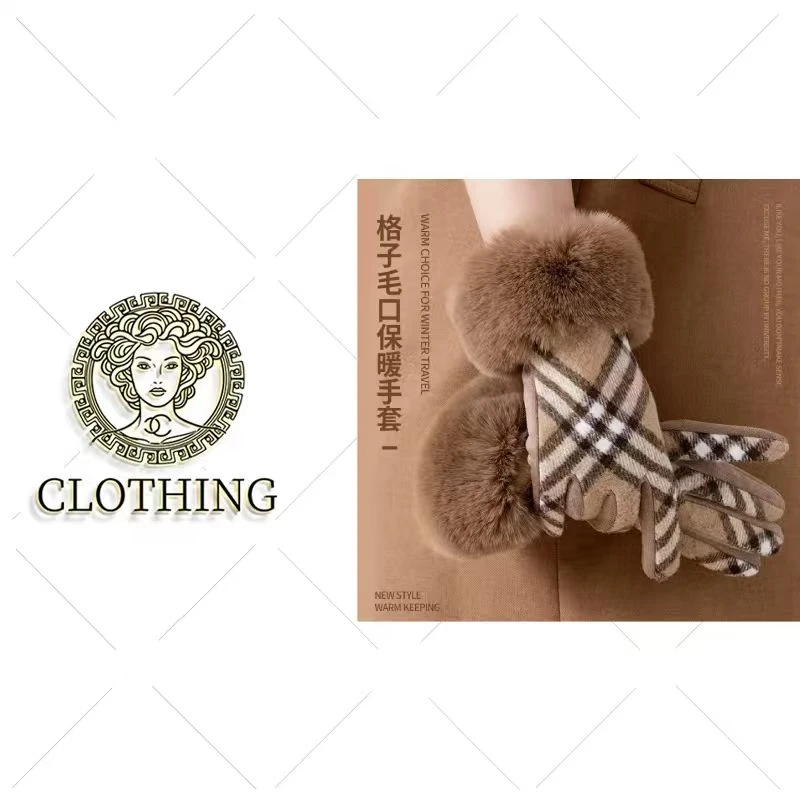 【CLOTHING/原创设计A】卡其格子手套秋冬开车可触屏分指保暖手套==