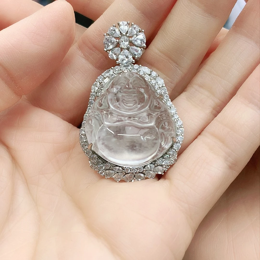 银S925镶嵌吊坠石英质玉