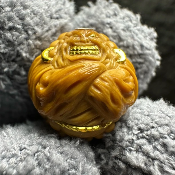 瑞麟手作【怒目金刚僧】猴头单颗雕刻镶嵌半手工配饰顶珠搭配手串