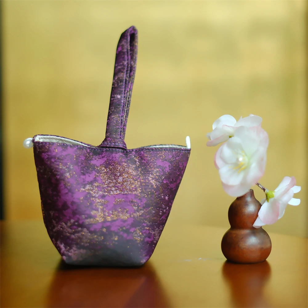 大碗茶器【紫玉成烟】国风刺绣织锦茶壶收纳包中式茶具配件旅行包
