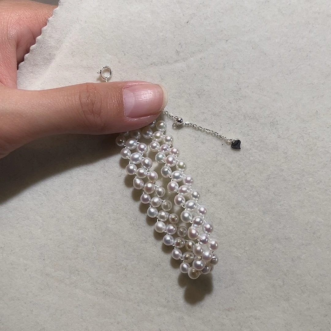 淡水珍珠银S925镶嵌手绳