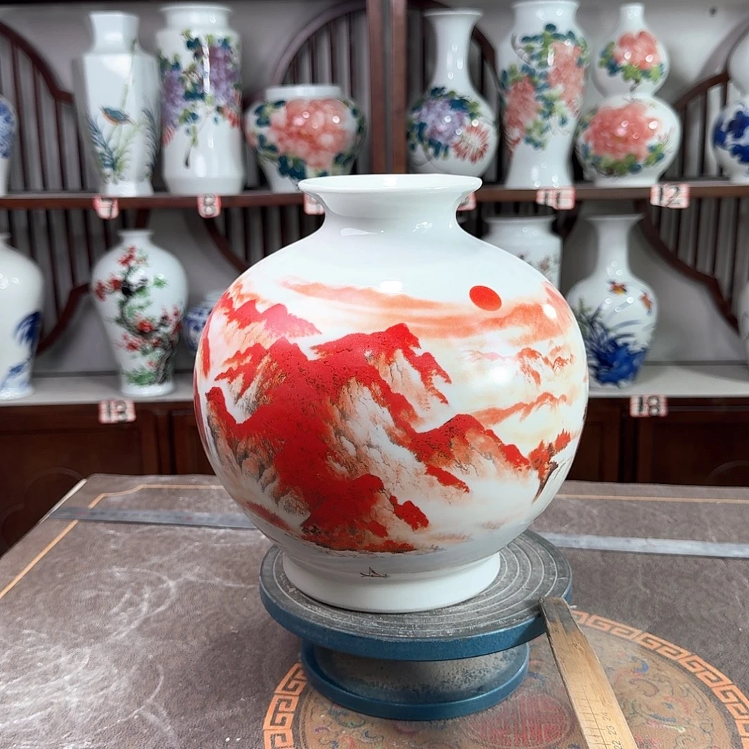 摆件景德镇陶瓷石红运