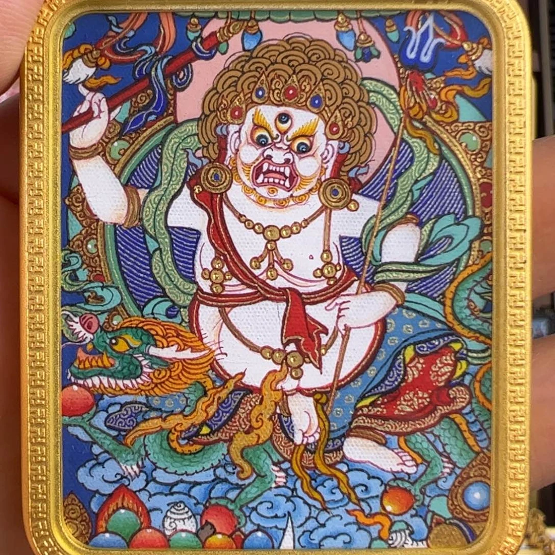吊坠白财神唐卡绘画作品